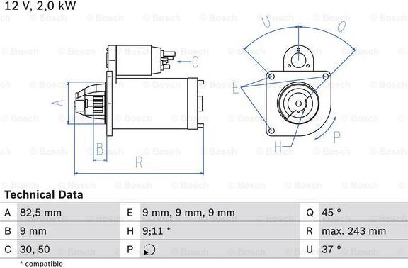 BOSCH 0 986 017 790 - ROZRUSZNIK FIAT BRAVO 1.9D 07-
