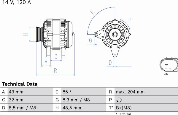 BOSCH 0 986 084 670 — Alternator