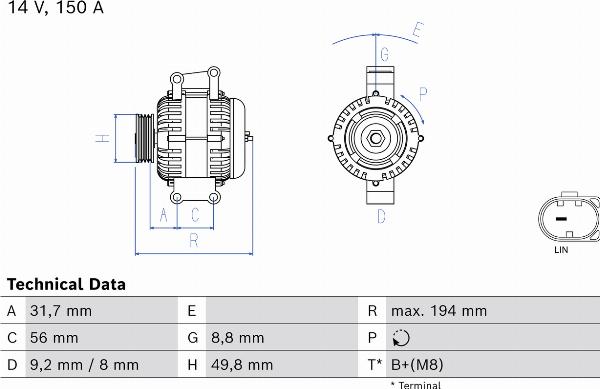BOSCH 0 986 084 010 — Alternator