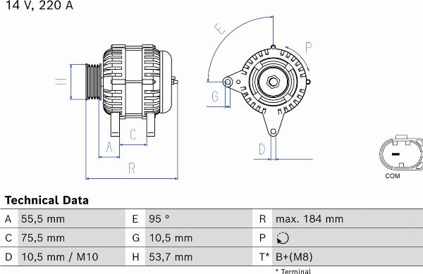 BOSCH 0 986 086 670 — Alternator