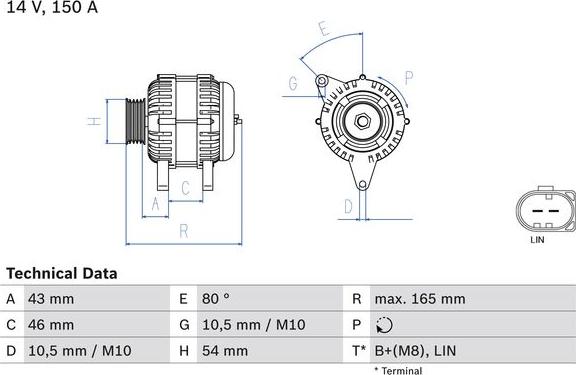 BOSCH 0 986 081 190 — Alternator