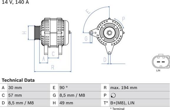 BOSCH 0 986 083 170 — Alternator