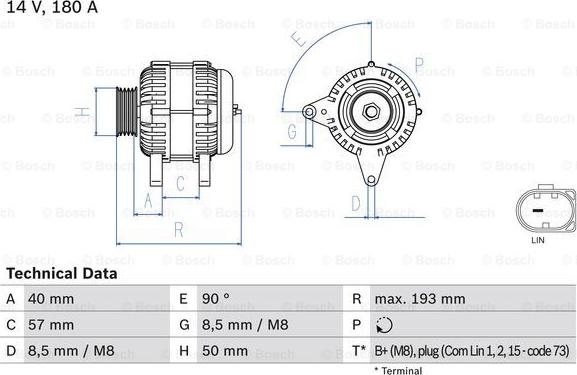 BOSCH 0 986 083 850 — Alternator