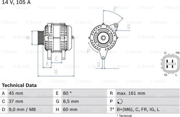 BOSCH 0 986 082 410 — Alternator