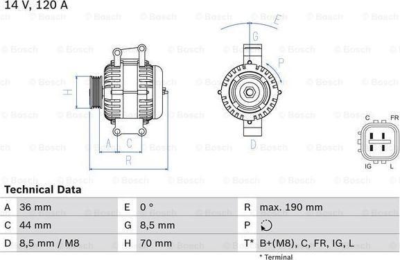 BOSCH 0 986 082 050 — Alternator