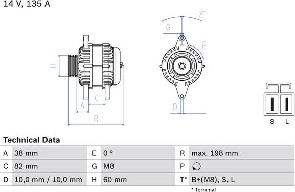 BOSCH 0 986 082 190 — Alternator
