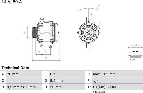 BOSCH 0 986 082 880 — Alternator