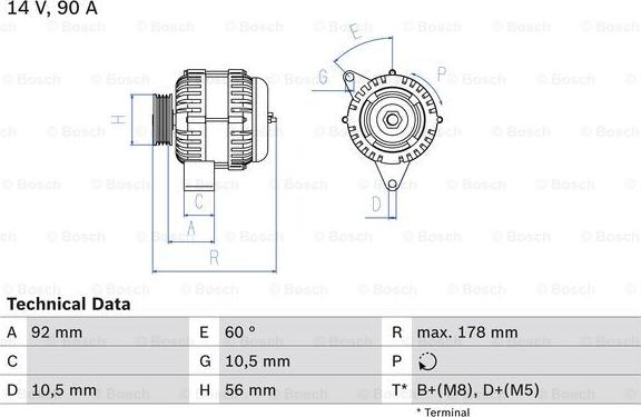 BOSCH 0 986 039 750 — Alternator