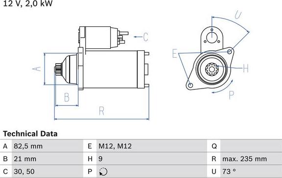 BOSCH 0 986 021 630 — Rozrusznik