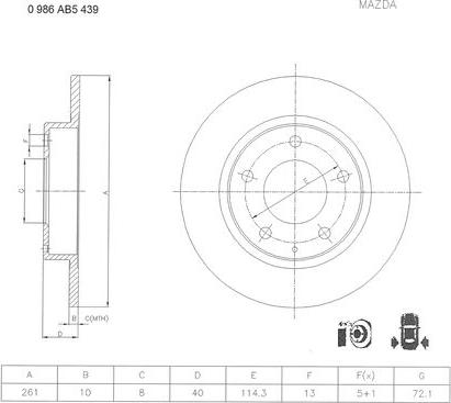 BOSCH 0 986 AB5 439 - Tarcza hamulcowa
