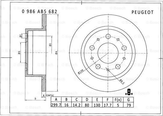 BOSCH 0 986 AB5 682 - Tarcza hamulcowa