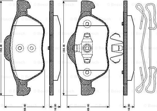 BOSCH 0 986 TB3 067 - Zestaw klocków hamulcowych, hamulce tarczowe