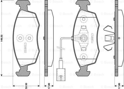 BOSCH 0 986 TB3 143 - Zestaw klocków hamulcowych, hamulce tarczowe