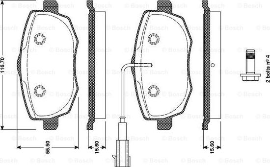 BOSCH 0 986 TB3 129 - Zestaw klocków hamulcowych, hamulce tarczowe