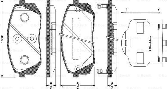 BOSCH 0 986 TB3 124 - Zestaw klocków hamulcowych, hamulce tarczowe