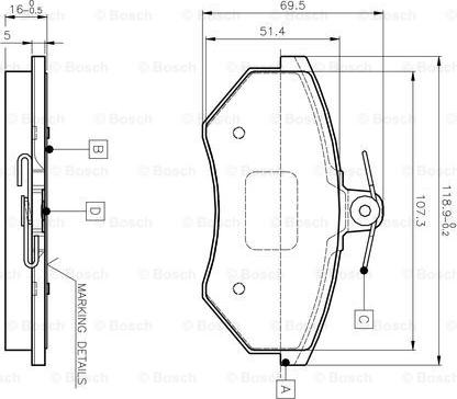 BOSCH 0 986 TB2 004 - Zestaw klocków hamulcowych, hamulce tarczowe