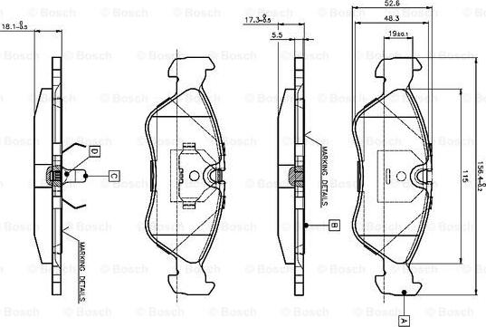 BOSCH 0 986 TB2 016 - Zestaw klocków hamulcowych, hamulce tarczowe
