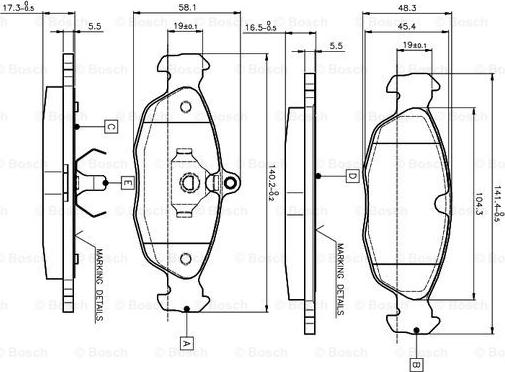BOSCH 0 986 TB2 021 - Zestaw klocków hamulcowych, hamulce tarczowe