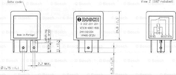 BOSCH 0 332 204 204 - Przekaźnik, prąd pracy