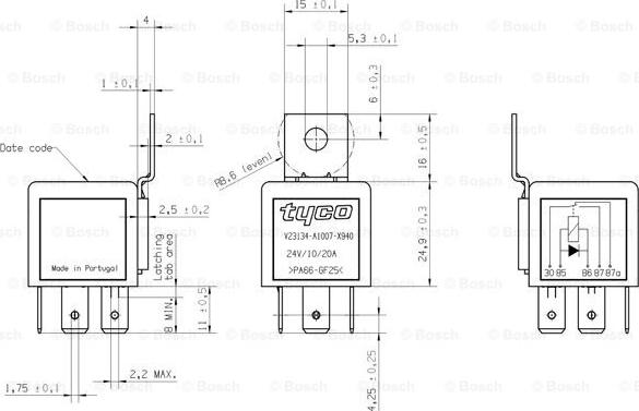 BOSCH 0 332 204 212 - Przekaźnik, prąd pracy