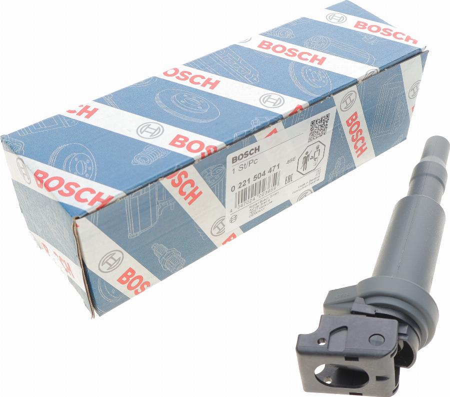 BOSCH 0 221 504 471 - Cewka zapłonowa przetwarzająca niskie napięcie akumulatora na wysokie napięcie w celu wytworzenia iskry