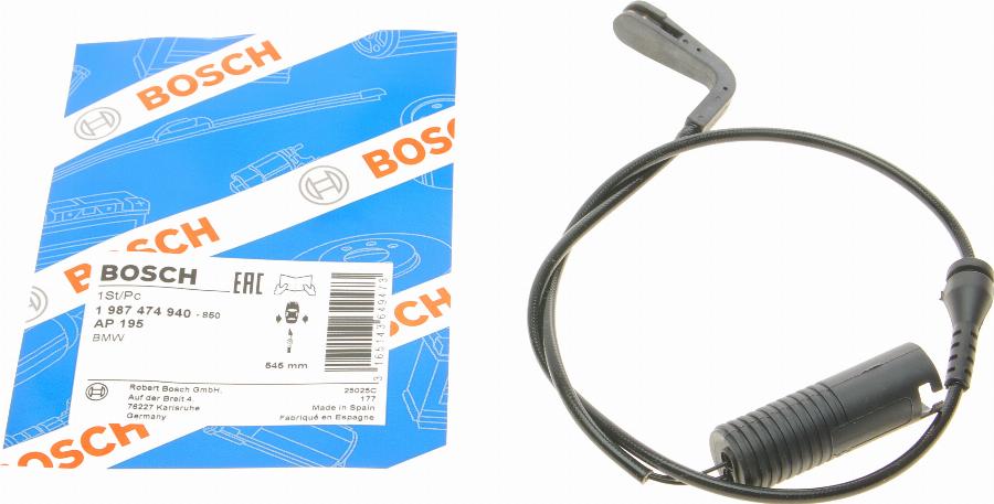 BOSCH 1 987 474 940 — Styk ostrzegawczy, zużycie okładzin hamulcowych