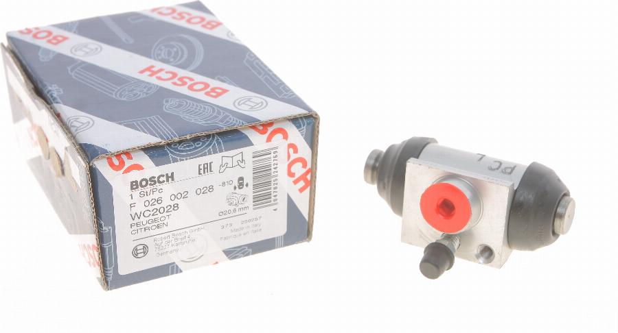 BOSCH F 026 002 028 - CYLINDEREK HAM. PEUGEOT 208-301 12- LE-PR