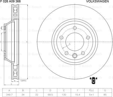 BOSCH F 026 A09 368 - Tarcza hamulcowa