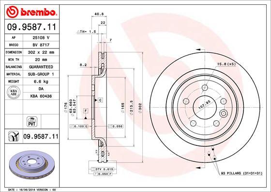 Brembo 09.9587.11 — Tarcza hamulcowa