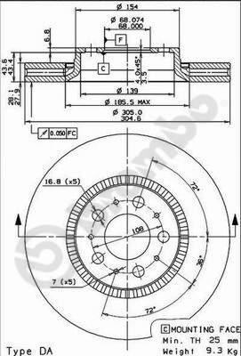 Brembo 09.9130.75 — Tarcza hamulcowa