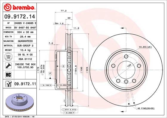 Brembo 09.9172.11 — Tarcza hamulcowa