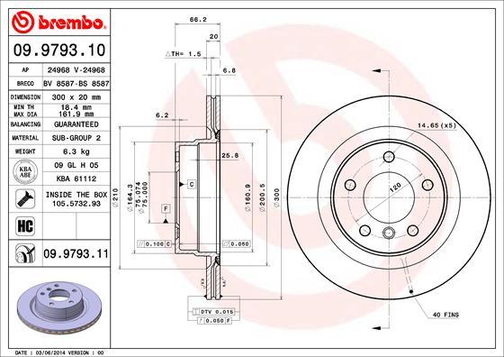 Brembo 09.9793.11 — Tarcza hamulcowa