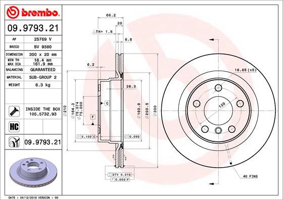 Brembo 09.9793.21 — Tarcza hamulcowa