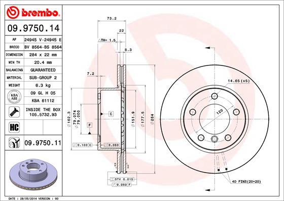 Brembo 09.9750.11 — Tarcza hamulcowa