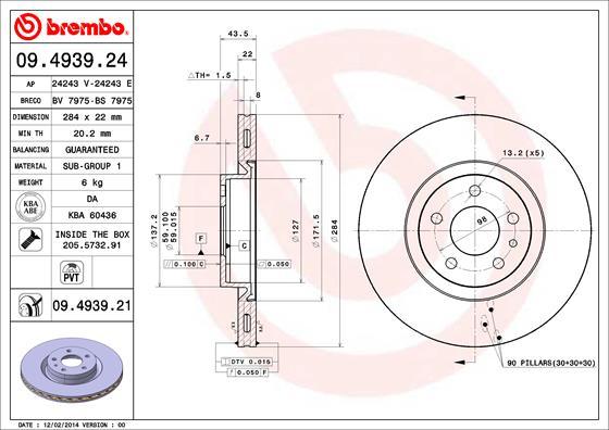 Brembo 09.4939.21 — Tarcza hamulcowa