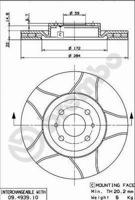 Brembo 09.4939.75 — Tarcza hamulcowa