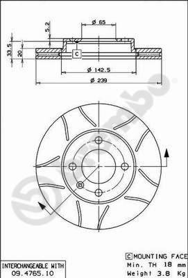 Brembo 09.4765.75 — Tarcza hamulcowa