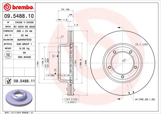 Brembo 09.5488.11 — Tarcza hamulcowa