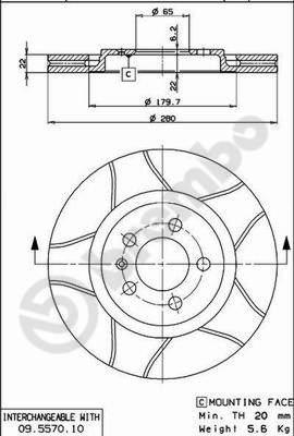 Brembo 09.5570.75 — Tarcza hamulcowa