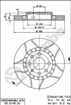 Brembo 09.5148.76 — Tarcza hamulcowa