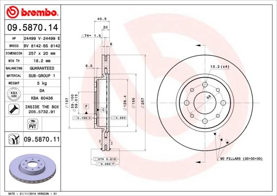 Brembo 09.5870.11 — Tarcza hamulcowa
