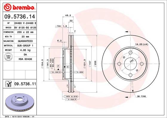 Brembo 09.5736.11 — Tarcza hamulcowa