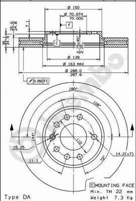 Brembo 09.6997.21 - Tarcza hamulcowa