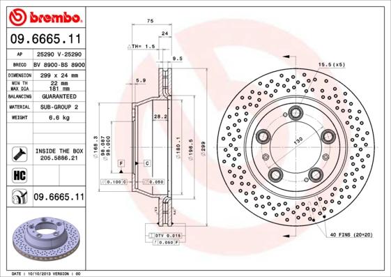 Brembo 09.6665.11 — Tarcza hamulcowa