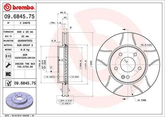 Brembo 09.6845.75 — Tarcza hamulcowa