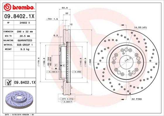 Brembo 09.8402.1X — Tarcza hamulcowa
