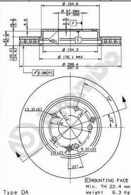 Brembo 09.8411.11 — Tarcza hamulcowa