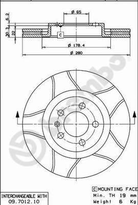 Brembo 09.7012.75 — Tarcza hamulcowa