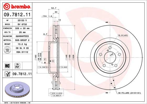 Brembo 09.7812.11 — Tarcza hamulcowa