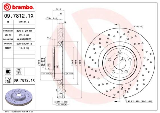 Brembo 09.7812.1X — Tarcza hamulcowa